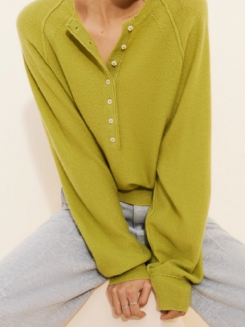 Free People Soft Henley Sweater 100% CASHMERE